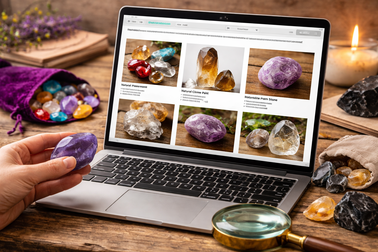 Comparison of natural crystal pieces next to brightly dyed or suspicious-looking crystal examples
