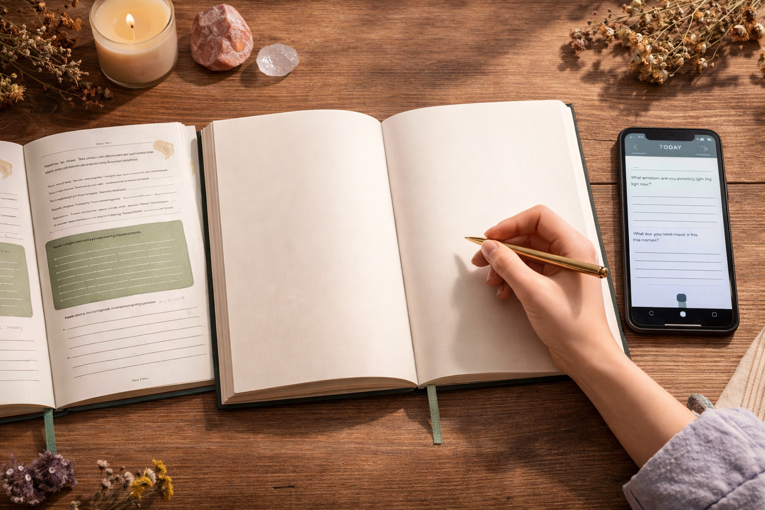 5 Best Shadow Work Journals to Start Deep Work Without Overwhelm 3 Guided workbook, blank journal, and journaling app shown side by side