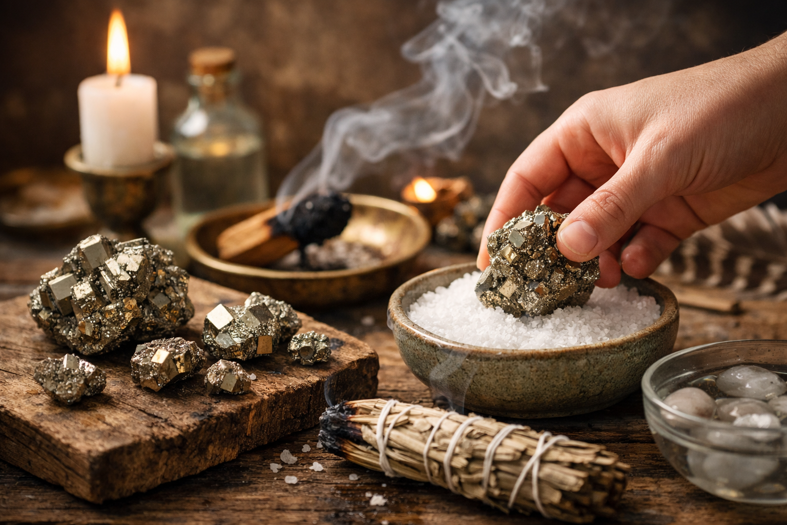 how to cleanse pyrite crystals